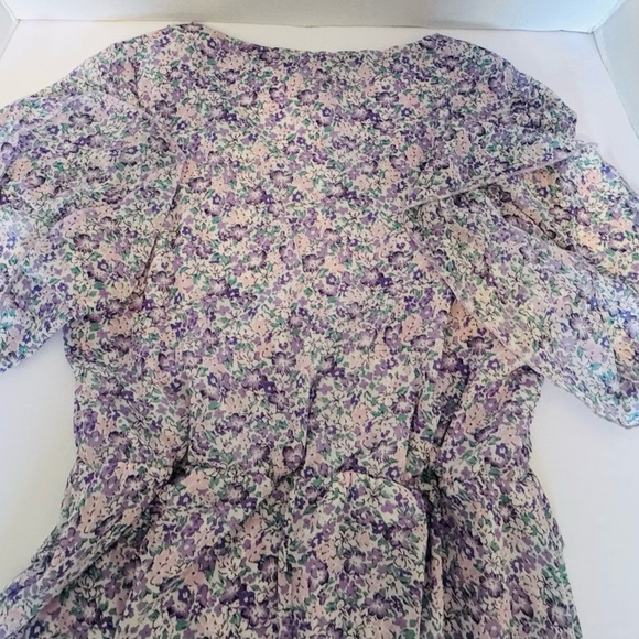 Manydress Lavender Floral Print Casual Mini Boho Ruffle Swing Dress Lined Medium - Picture 9 of 16